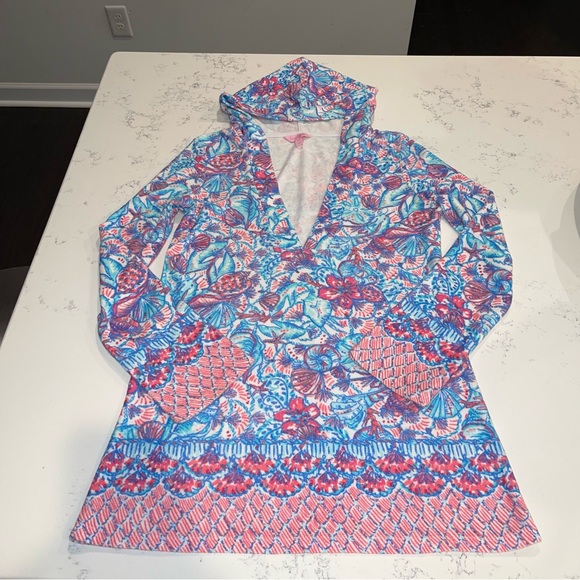 Lilly Pulitzer Higgs Hooded French Terry Swim Cover Up Tunic small - Picture 2 of 7